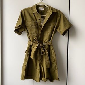Alex Mill Olive Green Utility Shorts Romper